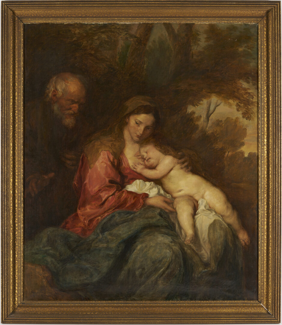 Lot 127: After Van Dyck, Madonna & Child in a Landscape w/ Saint Joseph