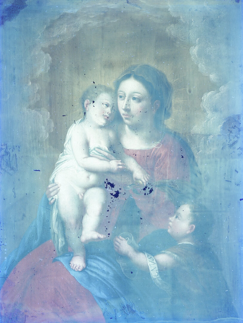 Lot 128: Antwerp School 17th C. Madonna & Child with St. John the Baptist, Ex-Sothebys