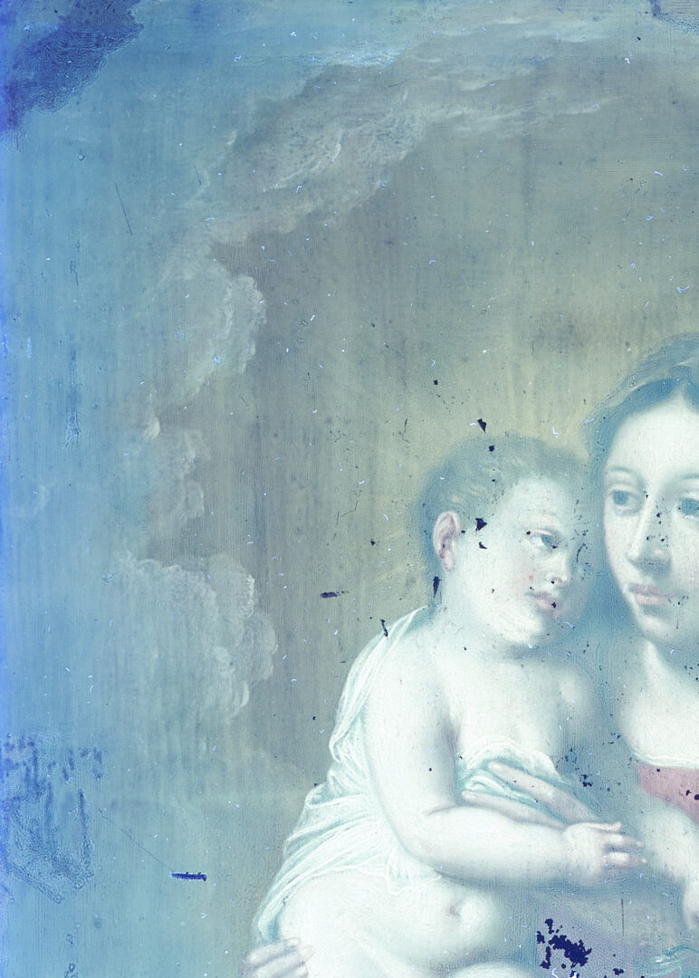 Lot 128: Antwerp School 17th C. Madonna & Child with St. John the Baptist, Ex-Sothebys