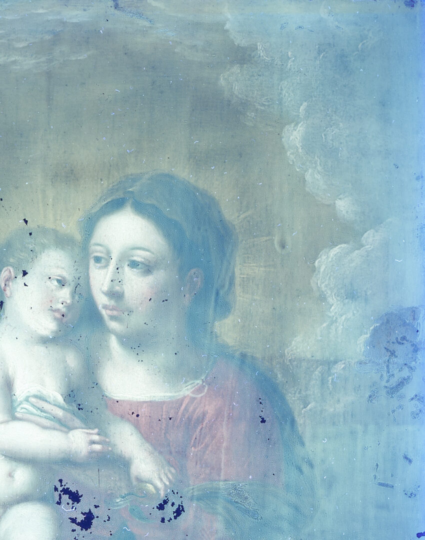 Lot 128: Antwerp School 17th C. Madonna & Child with St. John the Baptist, Ex-Sothebys