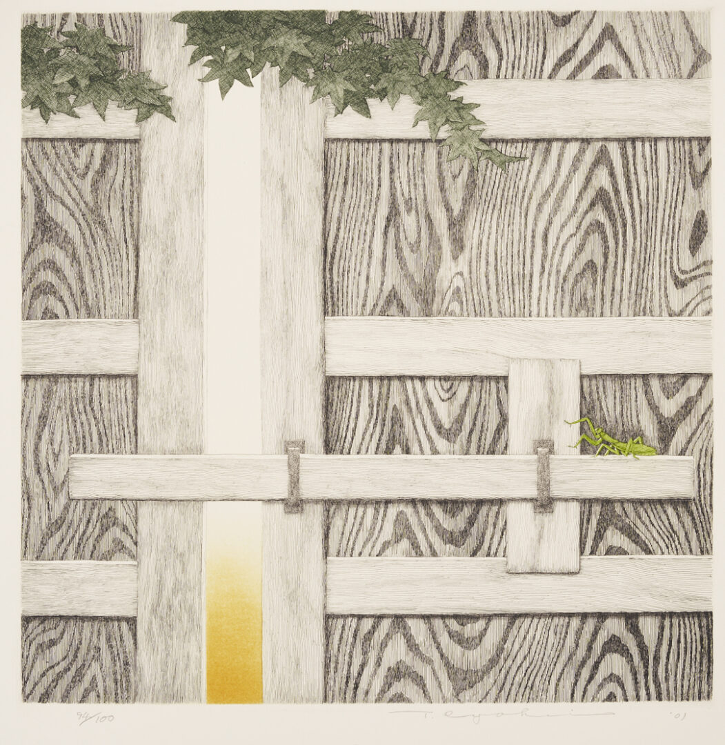 Lot 12: Large Tanaka Ryohei Color Etching, Door