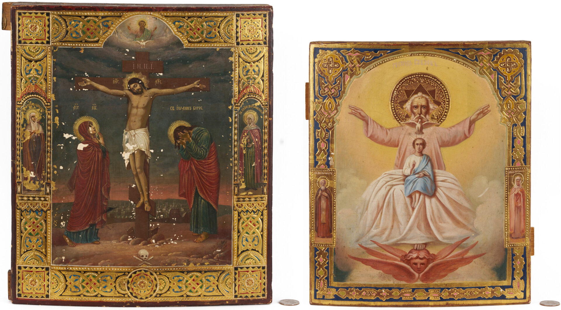 Lot 130: 2 Eastern Orthodox Icons, Lamentation and Otechestvo