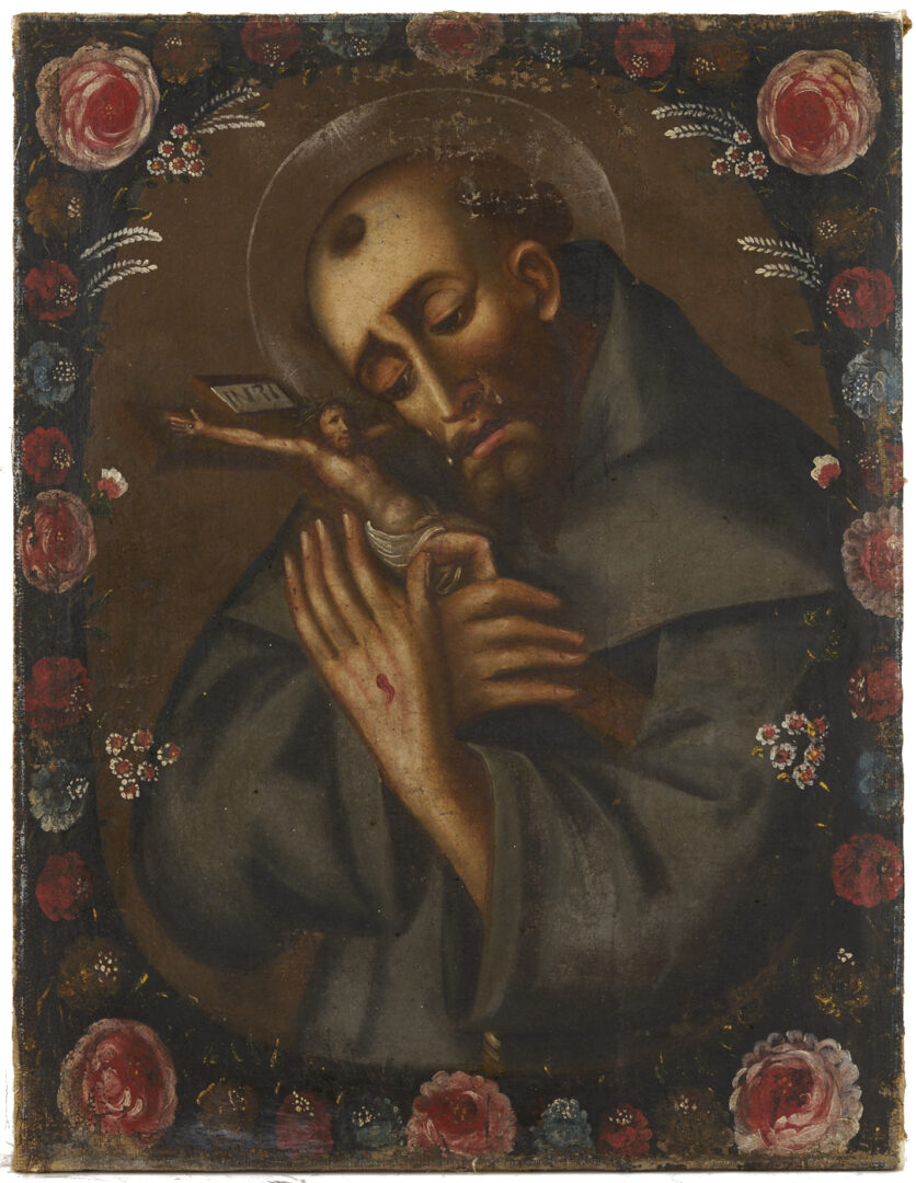 Lot 134: Spanish Colonial Cuzco School Painting, St. Francis of Assisi