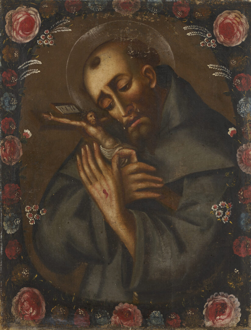 Lot 134: Spanish Colonial Cuzco School Painting, St. Francis of Assisi