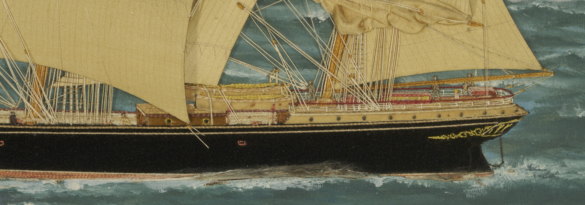 Lot 139: Thomas Willis Oil & Silk Marine Picture, The Mary J. Freeman