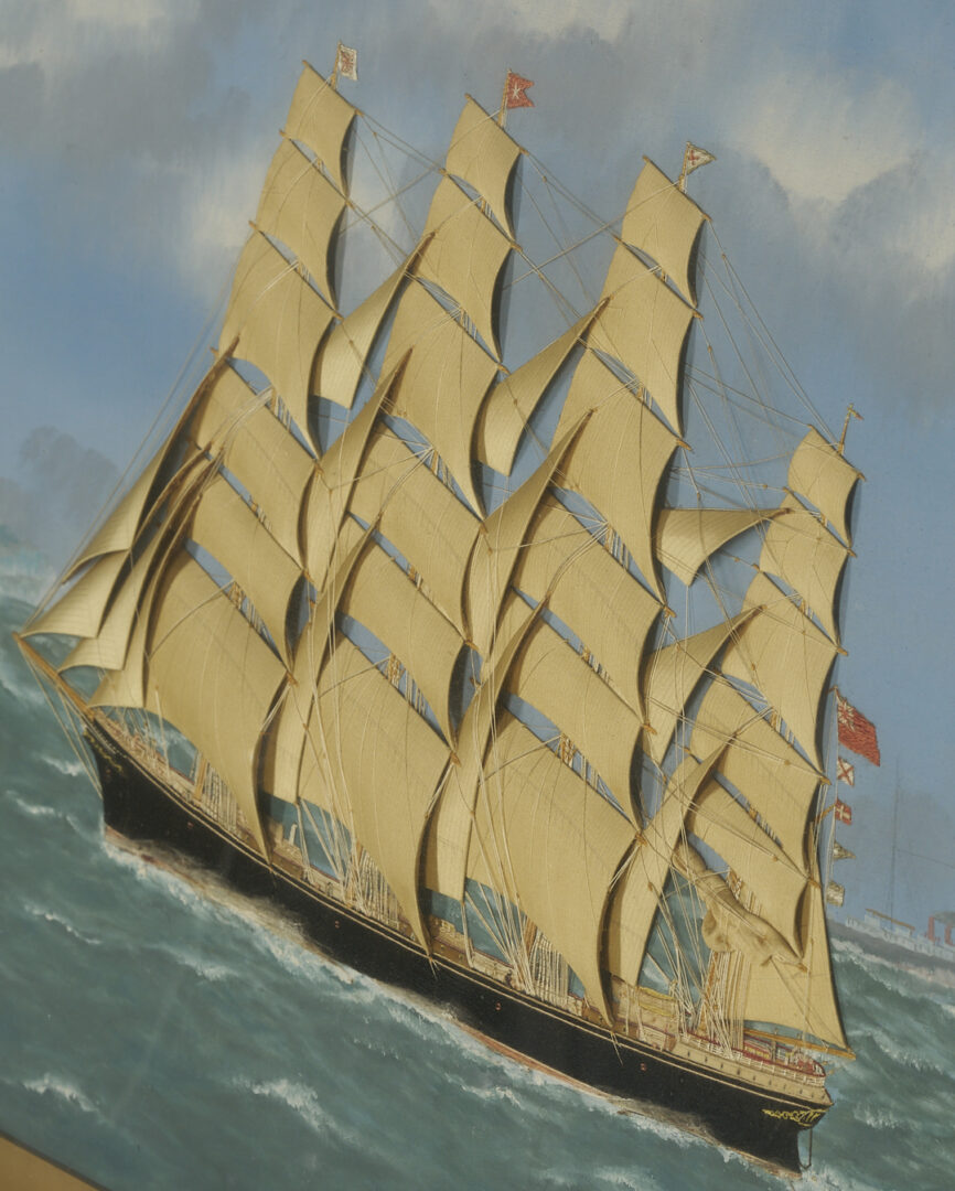 Lot 139: Thomas Willis Oil & Silk Marine Picture, The Mary J. Freeman