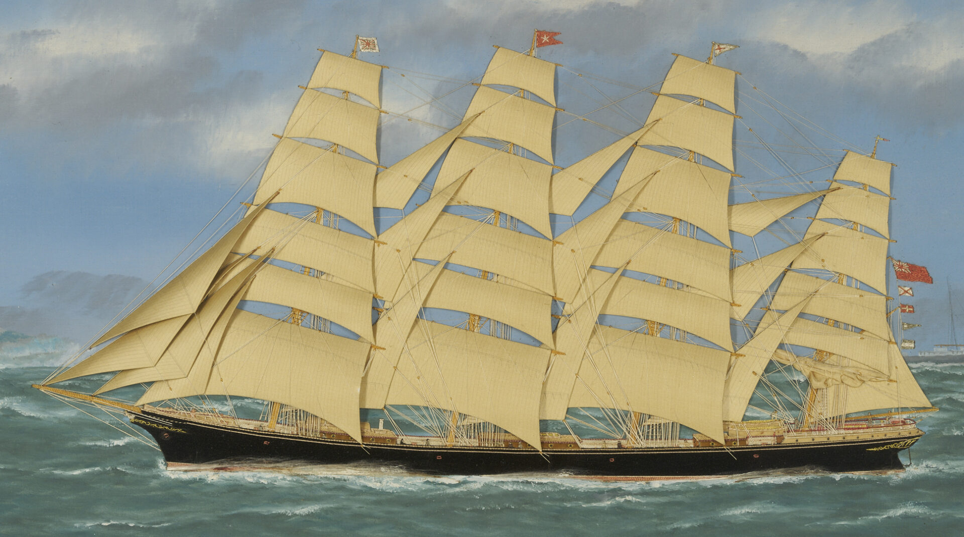 Lot 139: Thomas Willis Oil & Silk Marine Picture, The Mary J. Freeman