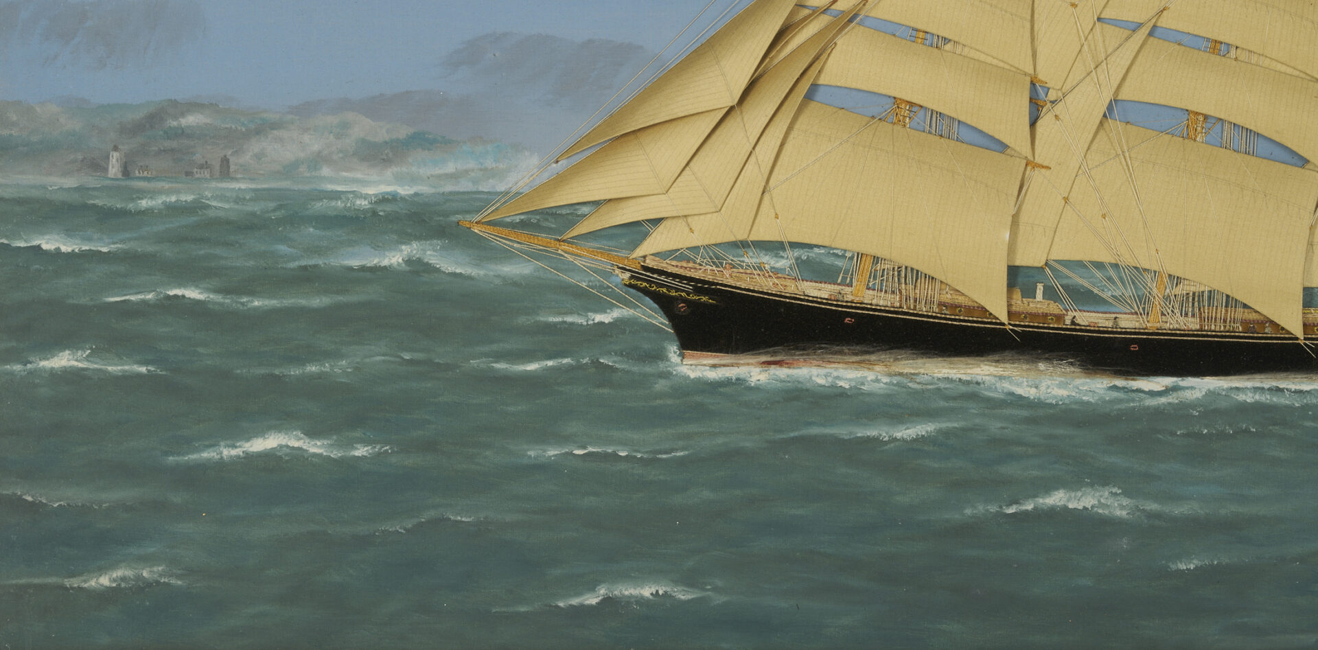 Lot 139: Thomas Willis Oil & Silk Marine Picture, The Mary J. Freeman