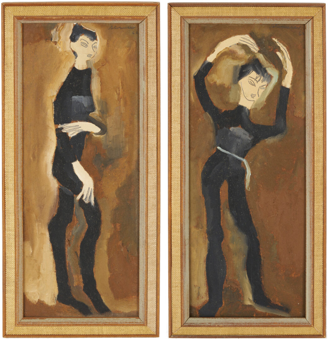 Lot 149: Pr. Sterling Strauser O/B Paintings of Dancers