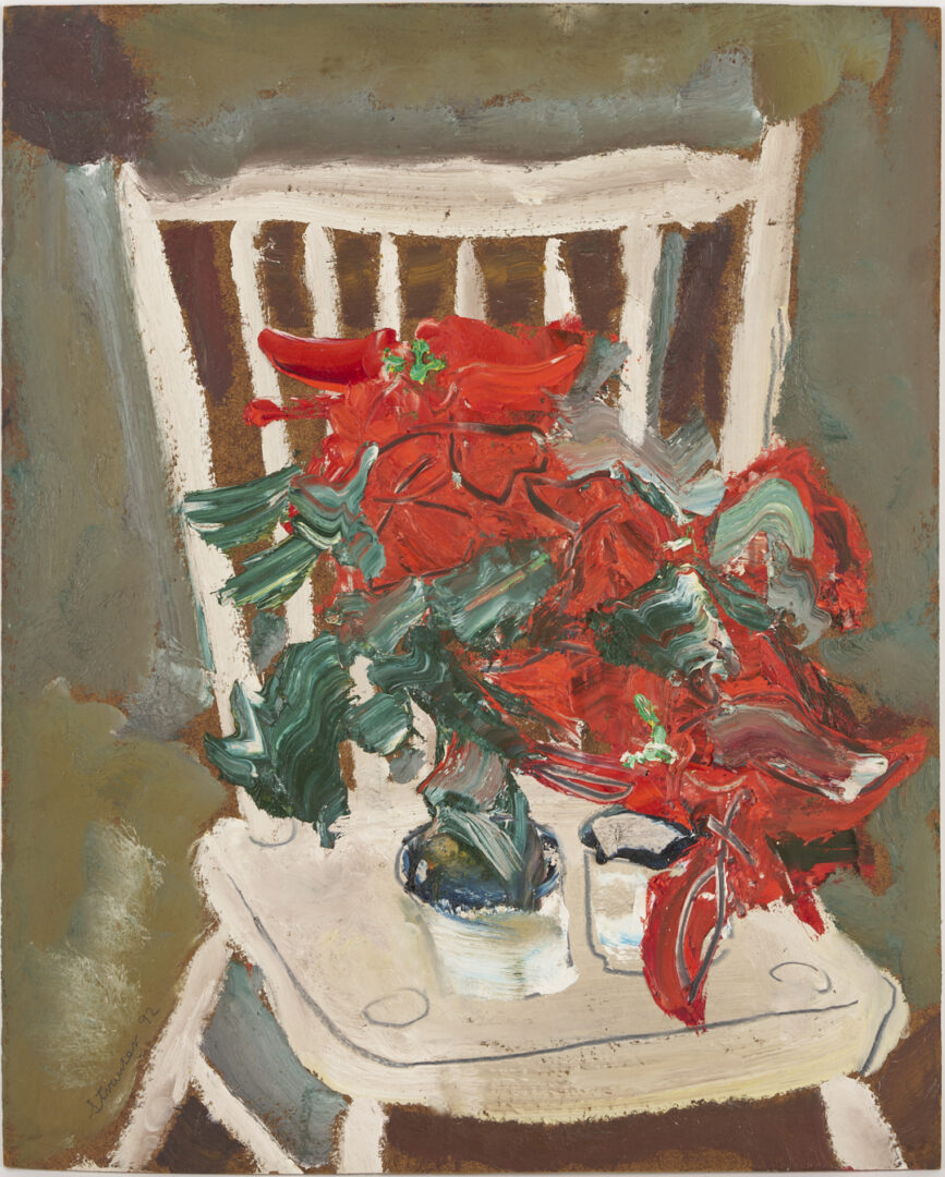 Lot 150: Sterling Strauser Modernist Poinsetta Painting