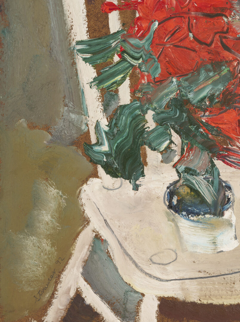 Lot 150: Sterling Strauser Modernist Poinsetta Painting