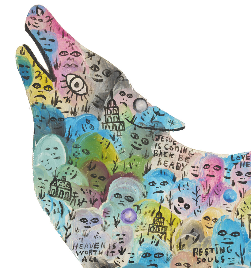 Lot 152: Howard Finster Outsider Art Howling Wolf