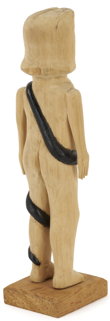 Lot 154: Edgar Tolson Folk Art Carved Sculpture, Eve w/ Black Snake