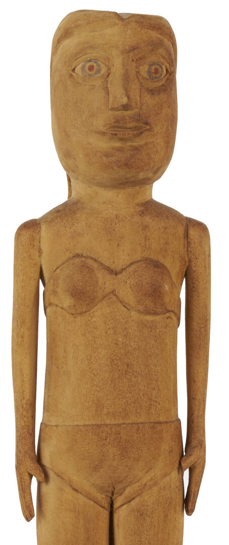 Lot 155: Edgar Tolson Folk Art Carving, Woman with Bikini