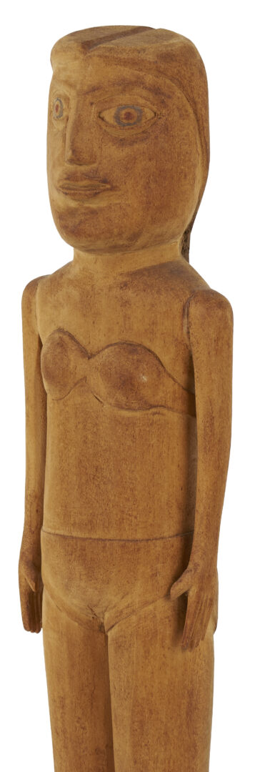 Lot 155: Edgar Tolson Folk Art Carving, Woman with Bikini