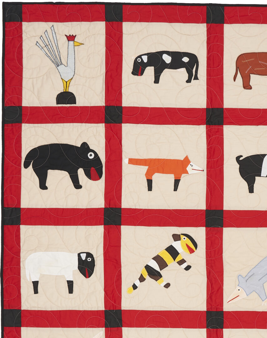 Lot 156: Minnie Adkins Folk Art Animal Quilt, 1 of 2