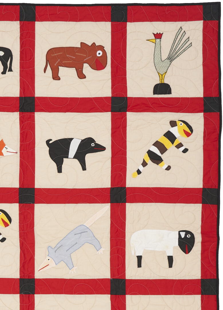 Lot 156: Minnie Adkins Folk Art Animal Quilt, 1 of 2