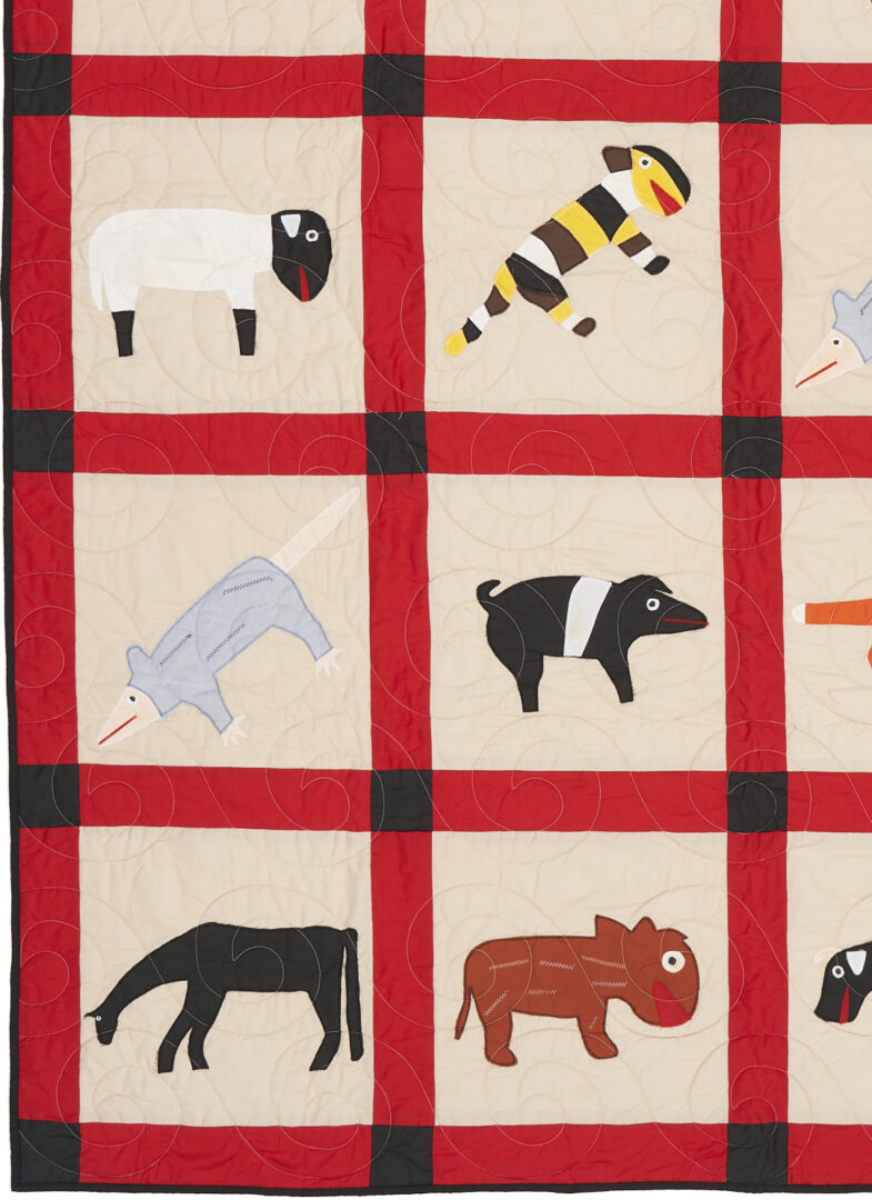 Lot 156: Minnie Adkins Folk Art Animal Quilt, 1 of 2