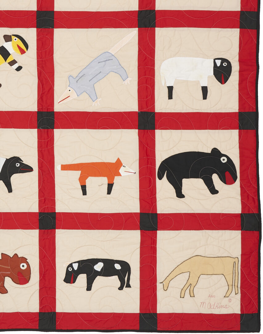 Lot 156: Minnie Adkins Folk Art Animal Quilt, 1 of 2