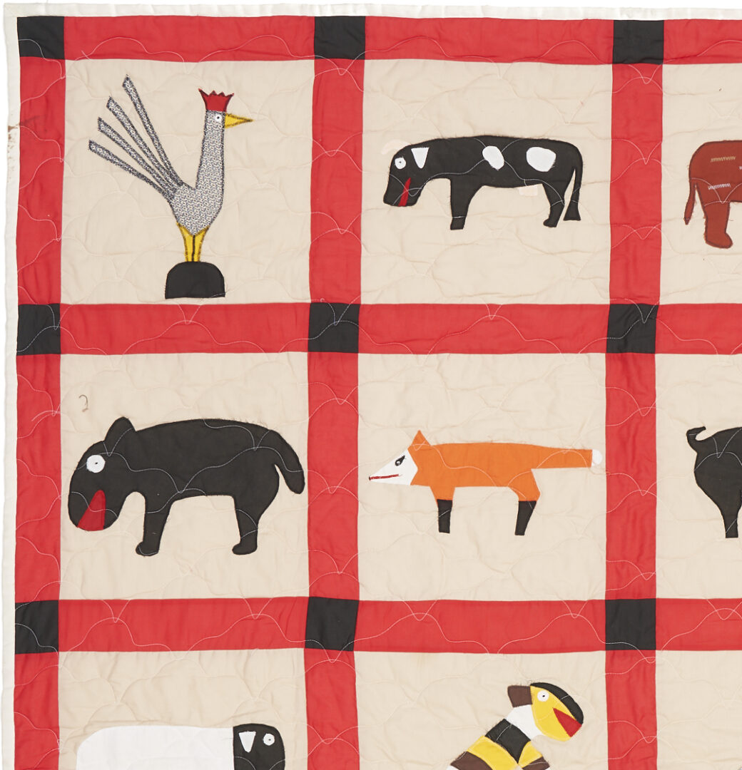 Lot 157: Minnie Adkins Folk Art Animal Quilt, 2 of 2