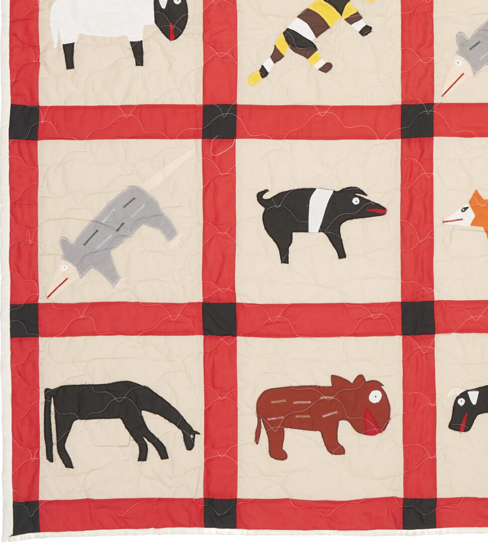 Lot 157: Minnie Adkins Folk Art Animal Quilt, 2 of 2