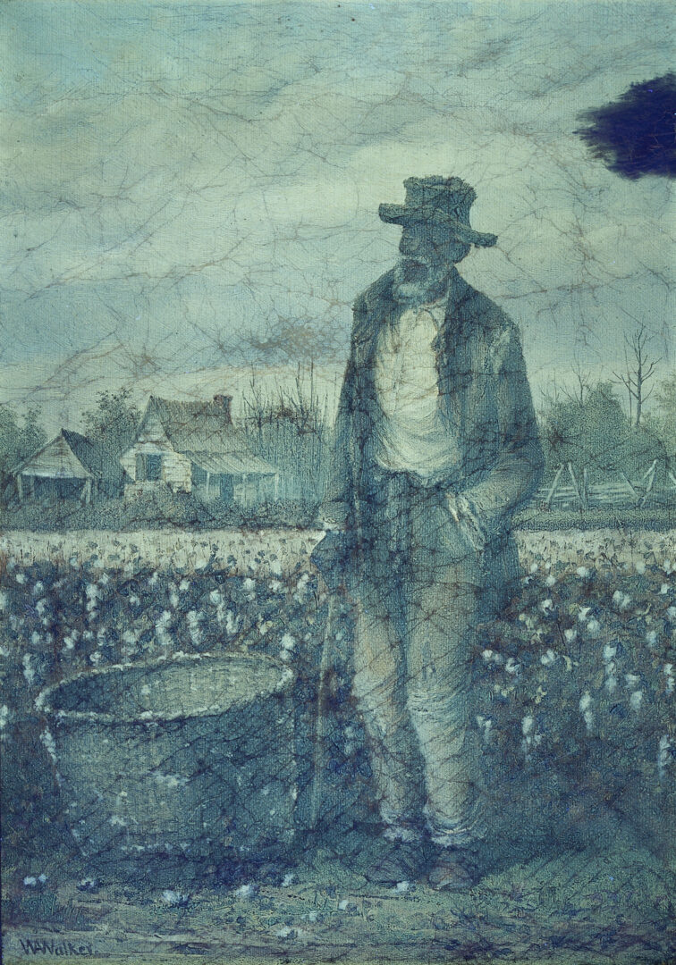 Lot 177: William A. Walker, Elderly Cotton Picker in a Fall Landscape