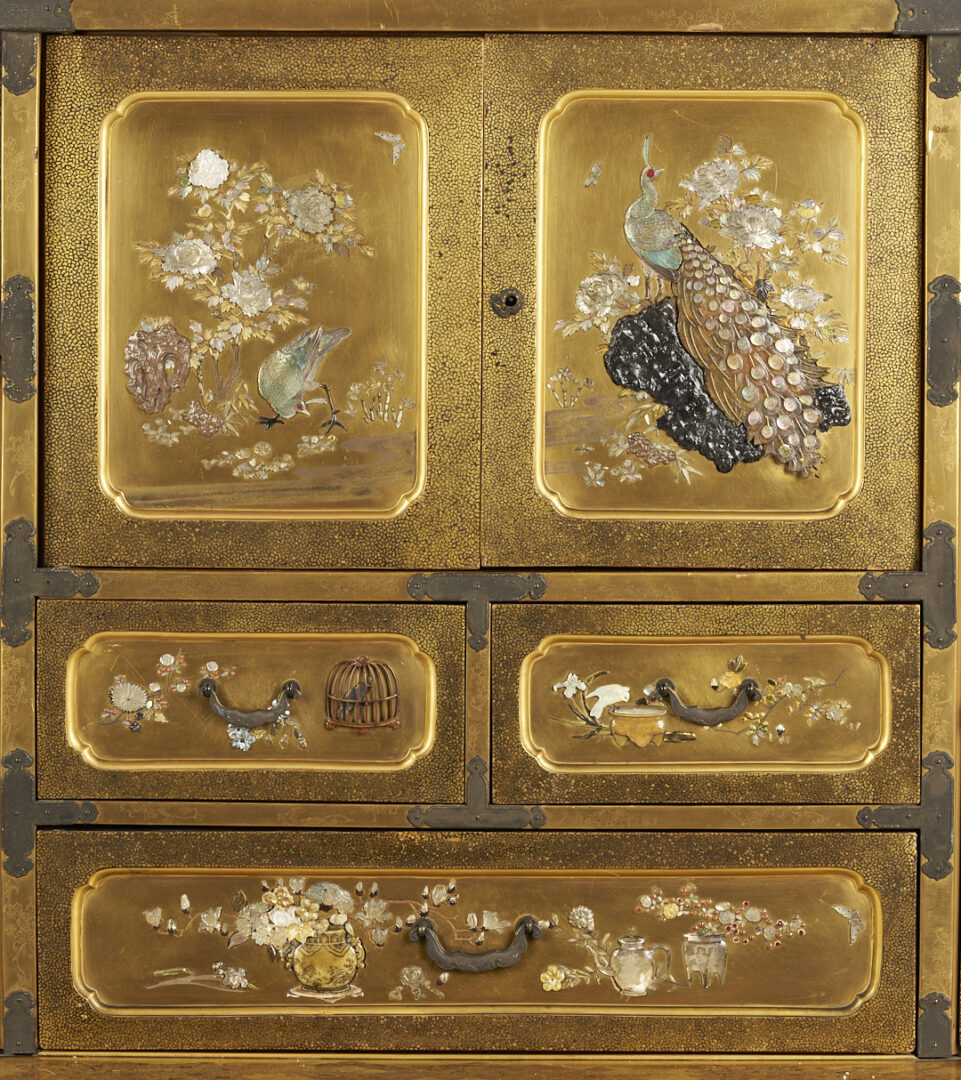 Lot 17: Japanese Meiji Shibayama Style Lacquered & Inlaid Shodana Cabinet