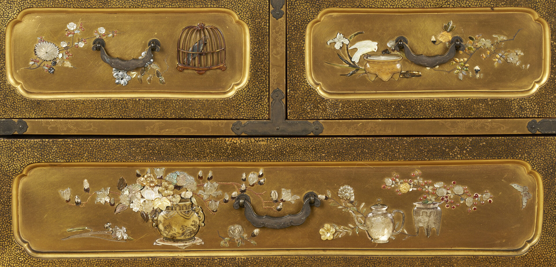 Lot 17: Japanese Meiji Shibayama Style Lacquered & Inlaid Shodana Cabinet