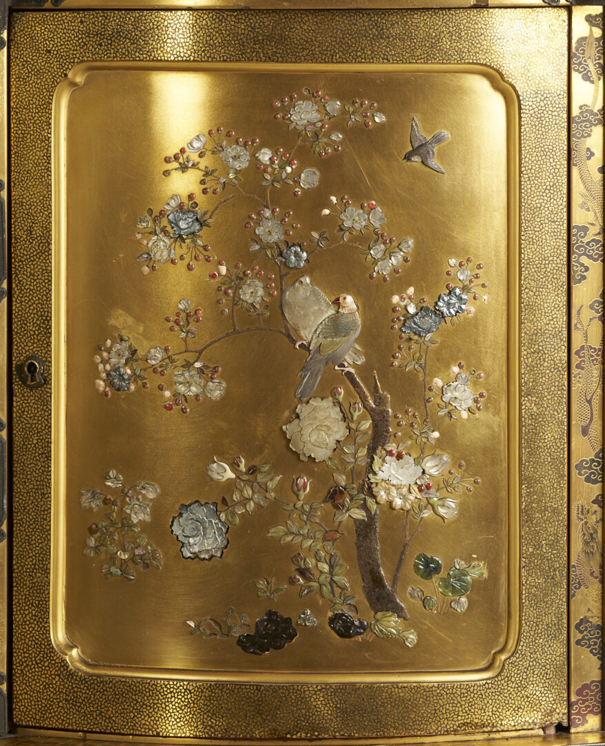 Lot 17: Japanese Meiji Shibayama Style Lacquered & Inlaid Shodana Cabinet