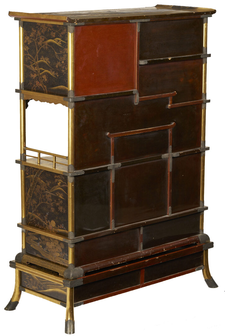 Lot 17: Japanese Meiji Shibayama Style Lacquered & Inlaid Shodana Cabinet