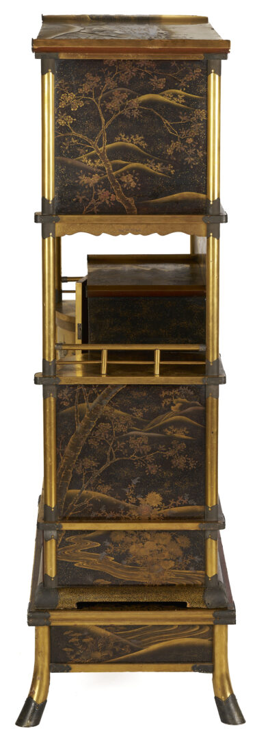 Lot 17: Japanese Meiji Shibayama Style Lacquered & Inlaid Shodana Cabinet