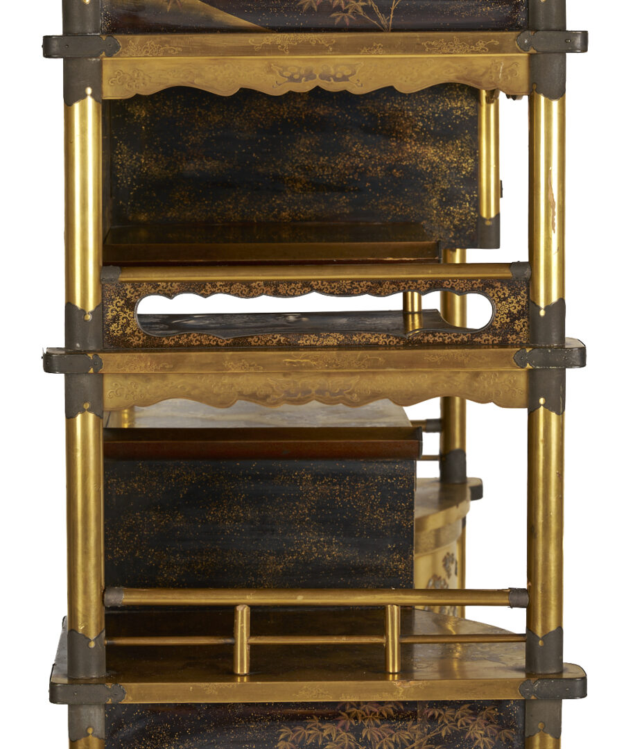 Lot 17: Japanese Meiji Shibayama Style Lacquered & Inlaid Shodana Cabinet