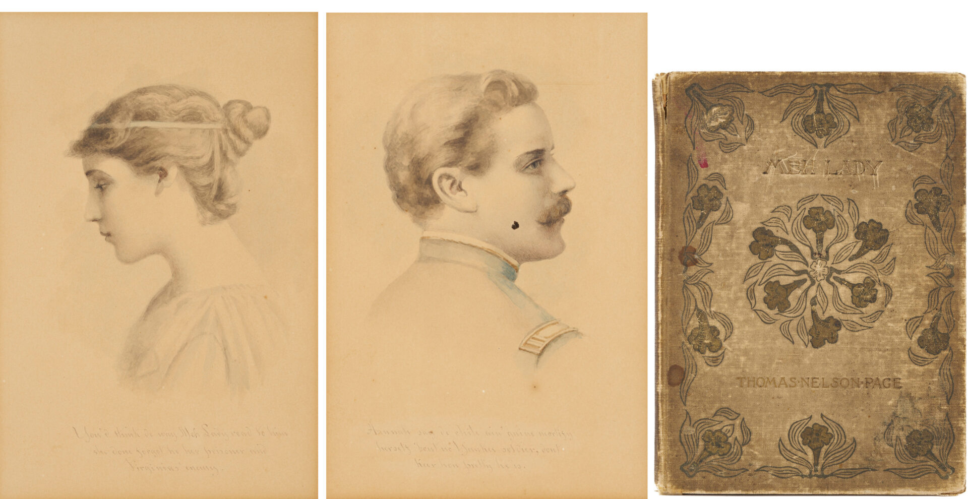 Lot 180: Pr. Maria Howard Weeden Portraits, Man & Woman plus Book