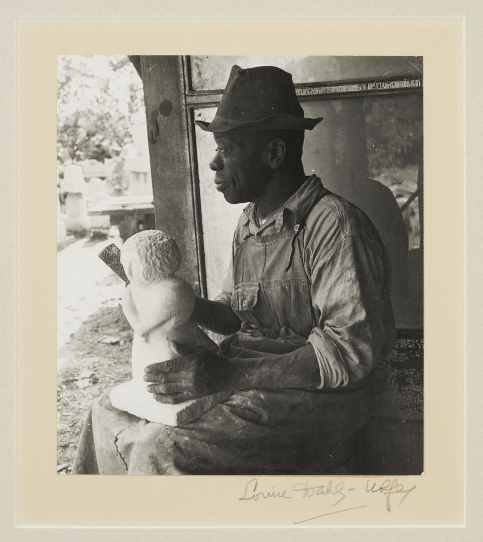 Lot 187: Louise Dahl-Wolfe Signed Photograph, William Edmondson Sculpting