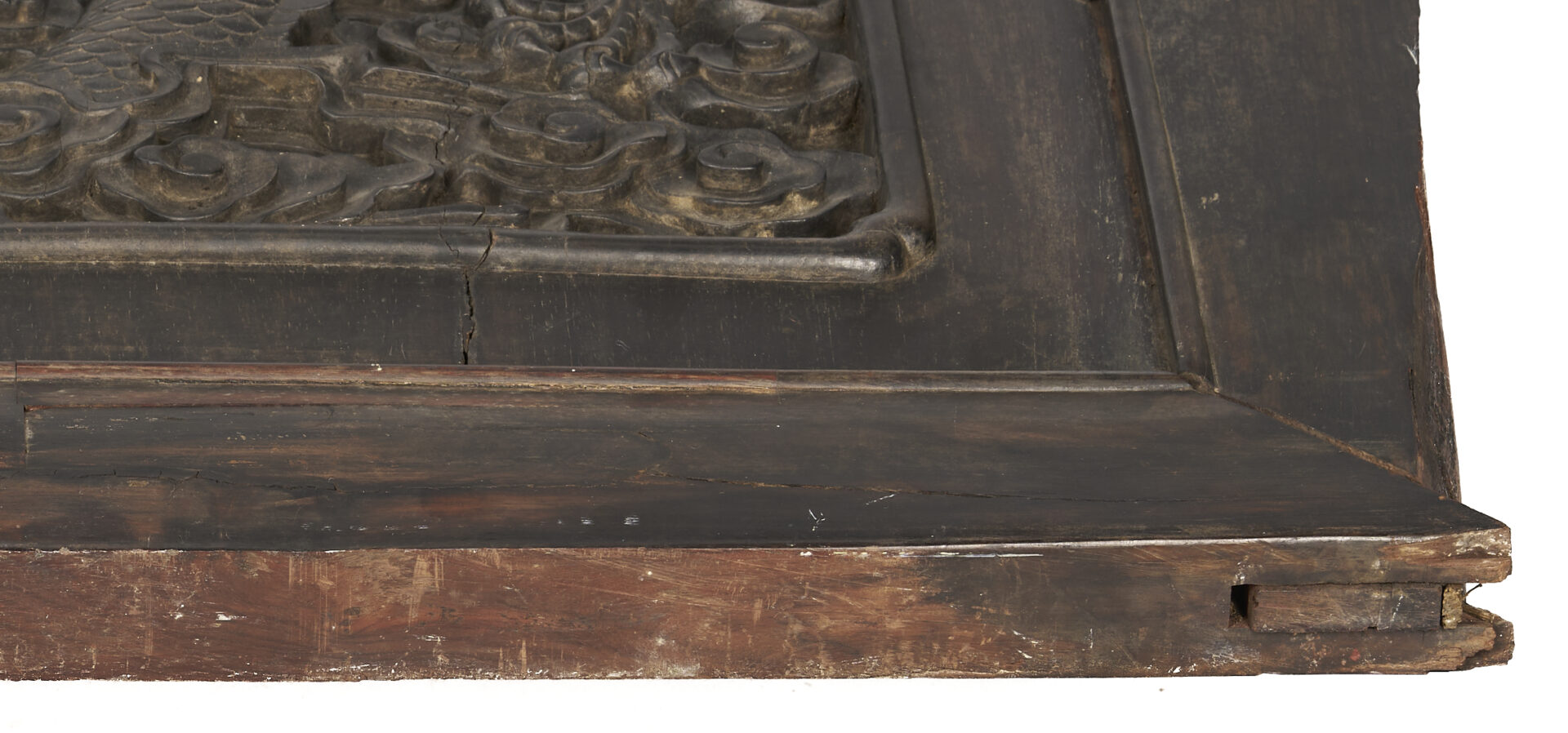 Lot 18: Large Qing Chinese Imperial Dragon Relief Carved Door