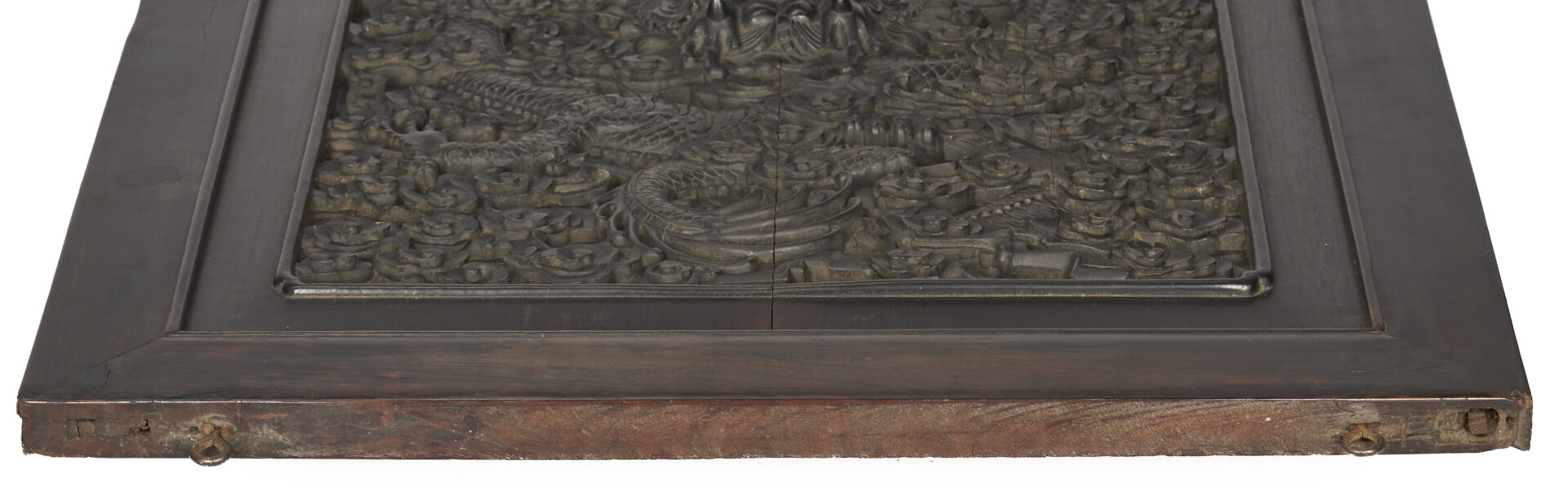 Lot 18: Large Qing Chinese Imperial Dragon Relief Carved Door