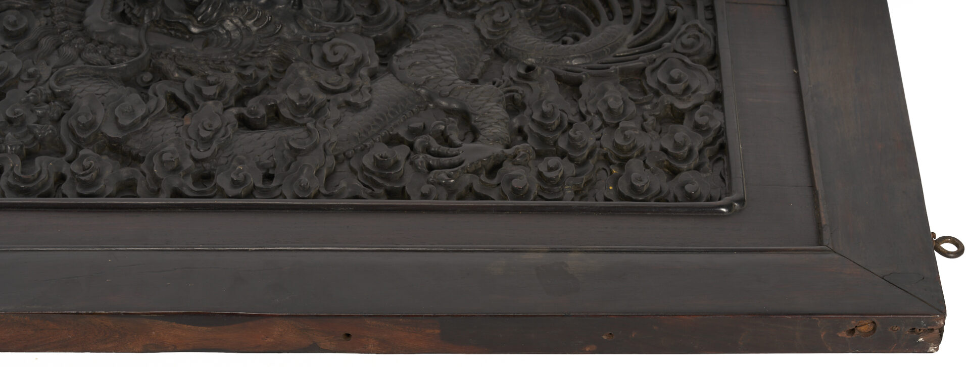 Lot 18: Large Qing Chinese Imperial Dragon Relief Carved Door