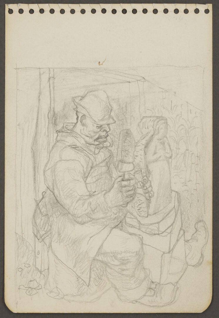 Lot 190: Meyer Wolfe Drawing, William Edmondson at Work