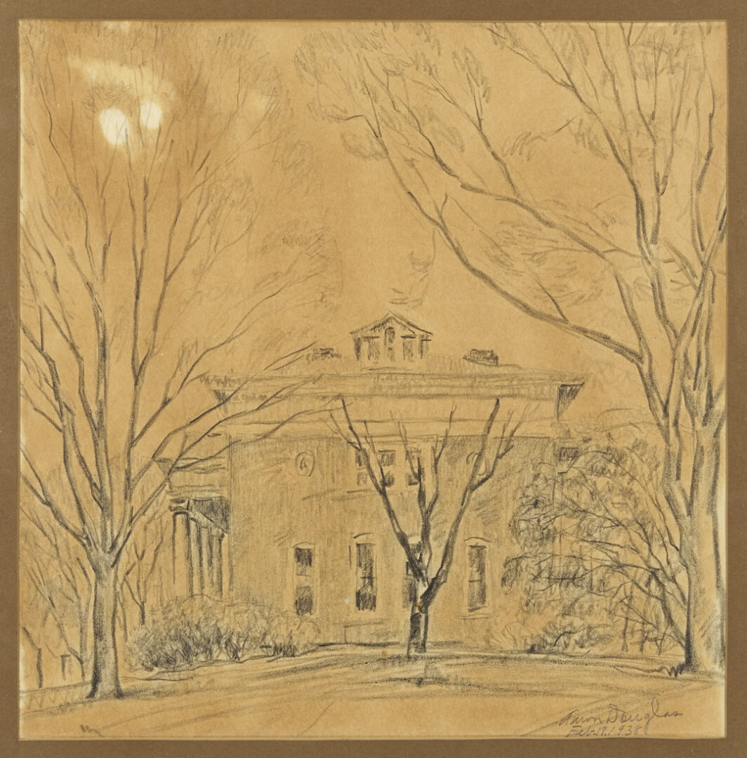 Lot 195: Aaron Douglas Charcoal Drawing, Tuskegee Institute