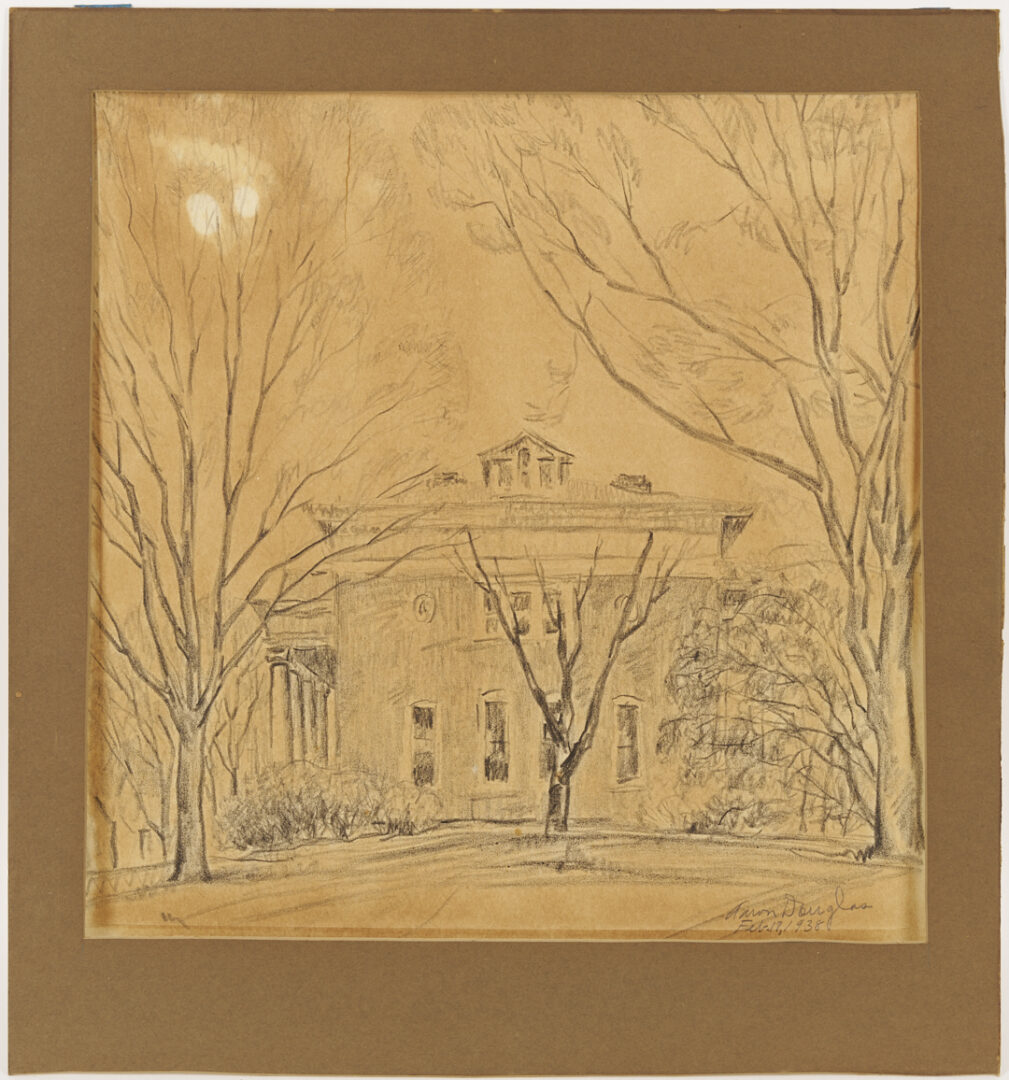 Lot 195: Aaron Douglas Charcoal Drawing, Tuskegee Institute