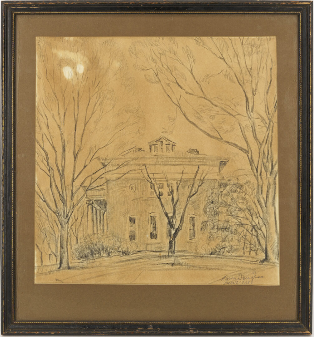 Lot 195: Aaron Douglas Charcoal Drawing, Tuskegee Institute