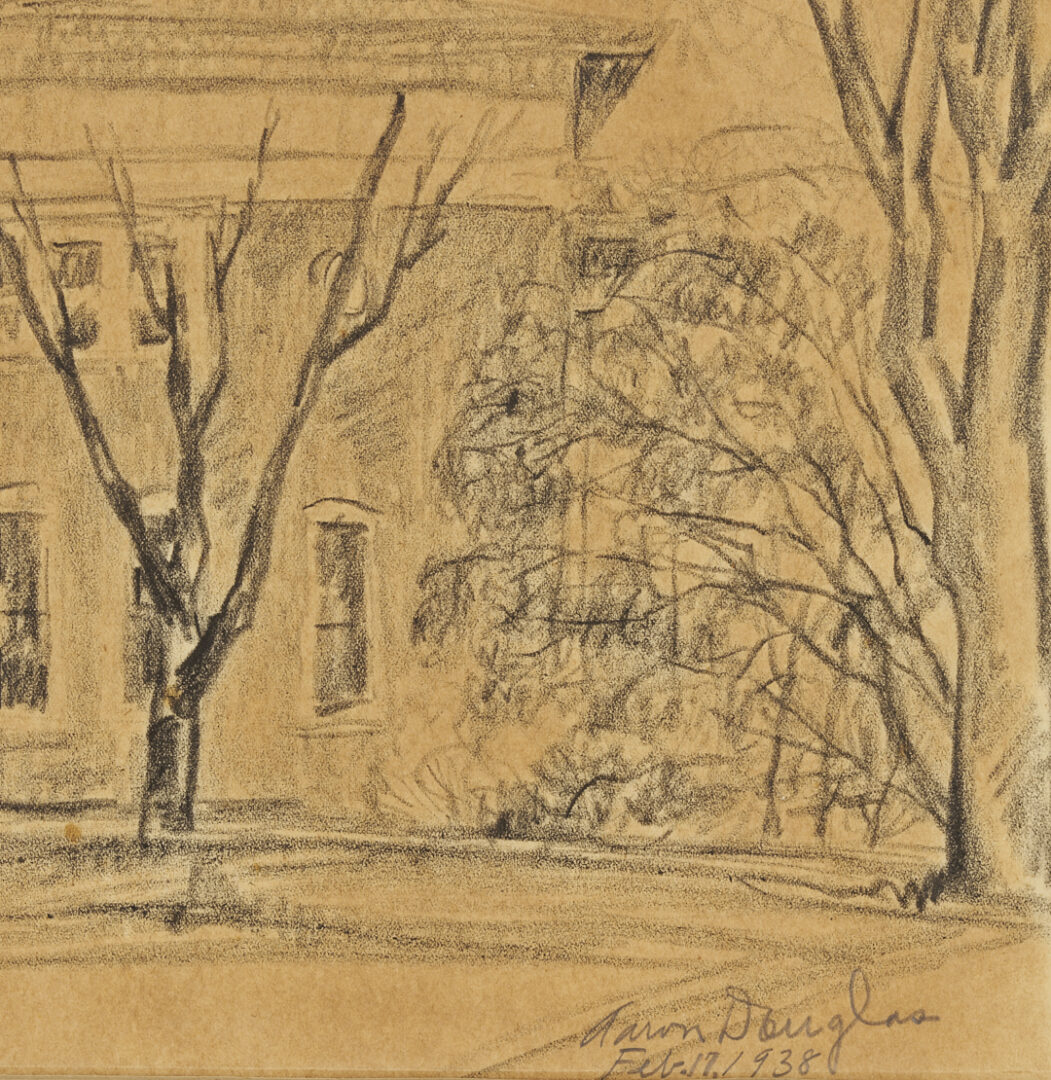 Lot 195: Aaron Douglas Charcoal Drawing, Tuskegee Institute