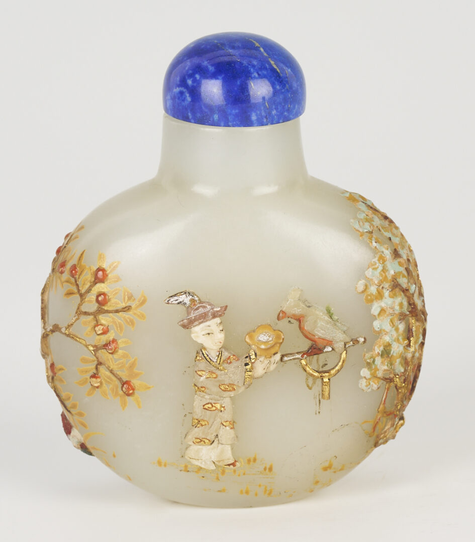 Lot 1: Japanese Embellished Chinese White Jade Snuff Bottle