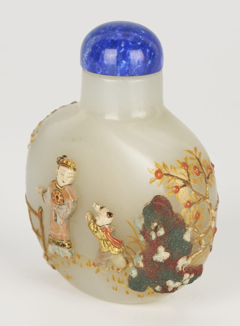 Lot 1: Japanese Embellished Chinese White Jade Snuff Bottle