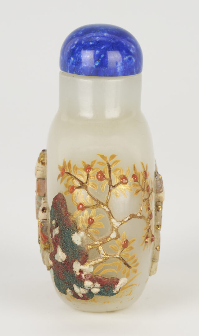 Lot 1: Japanese Embellished Chinese White Jade Snuff Bottle