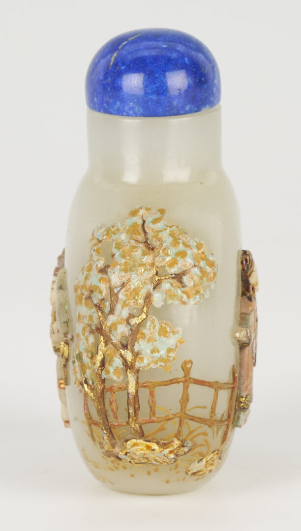 Lot 1: Japanese Embellished Chinese White Jade Snuff Bottle