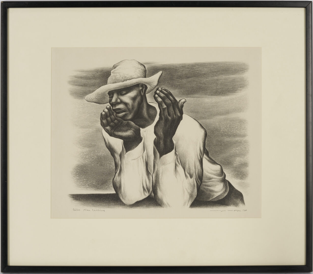 Lot 207: Meyer Wolfe Lithograph, Man Calling