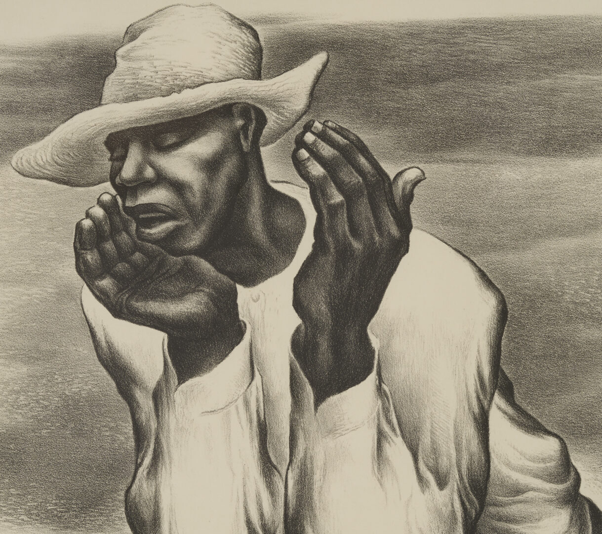 Lot 207: Meyer Wolfe Lithograph, Man Calling