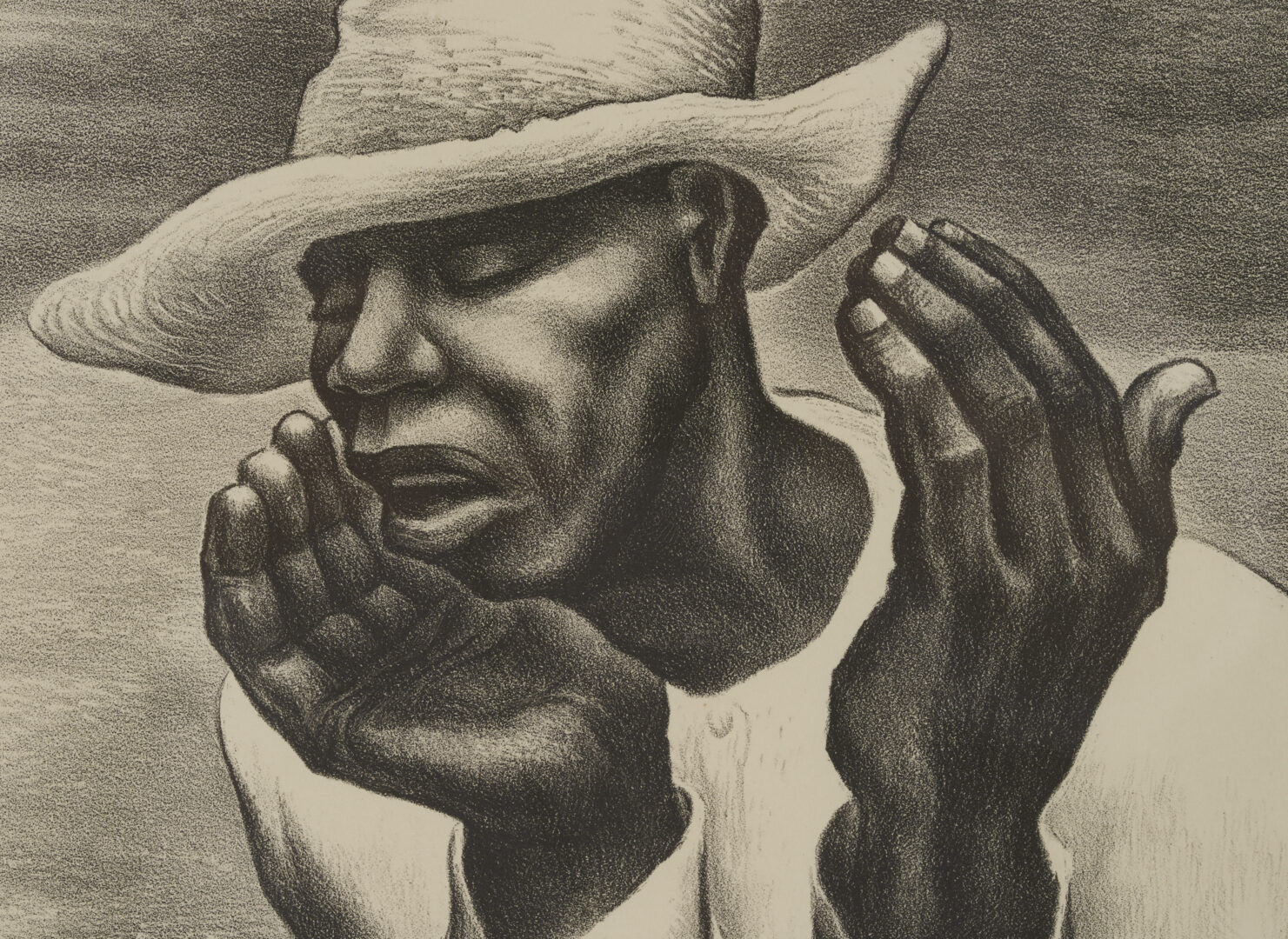 Lot 207: Meyer Wolfe Lithograph, Man Calling