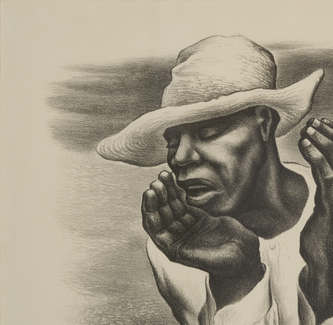 Lot 207: Meyer Wolfe Lithograph, Man Calling